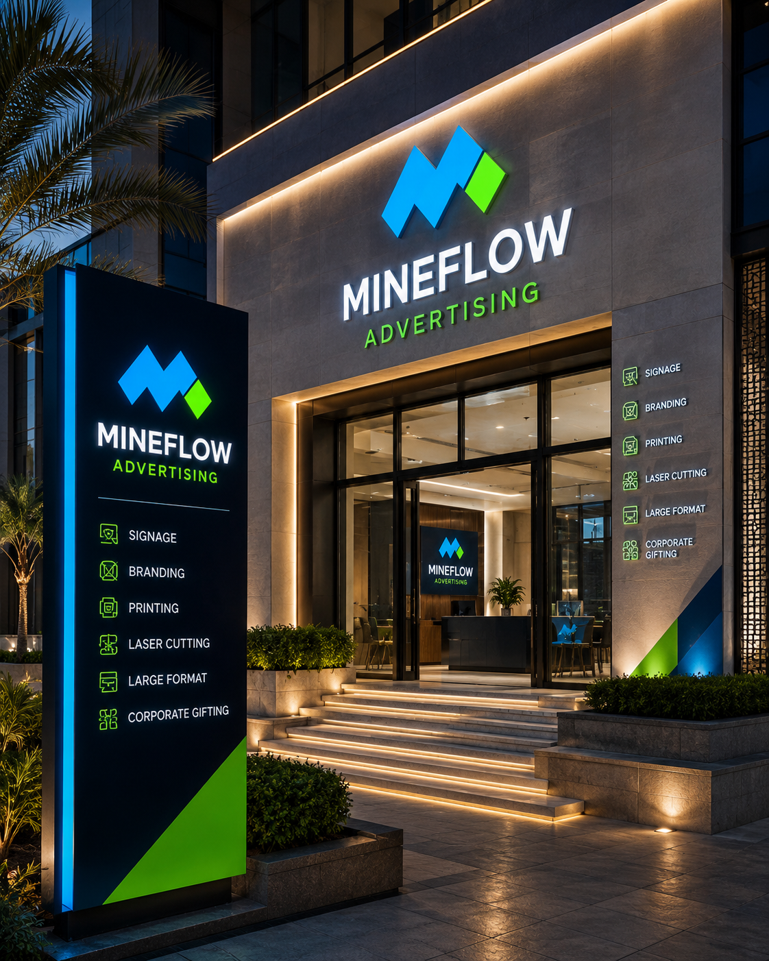 Premium indoor and outdoor signage by Mineflow Advertising