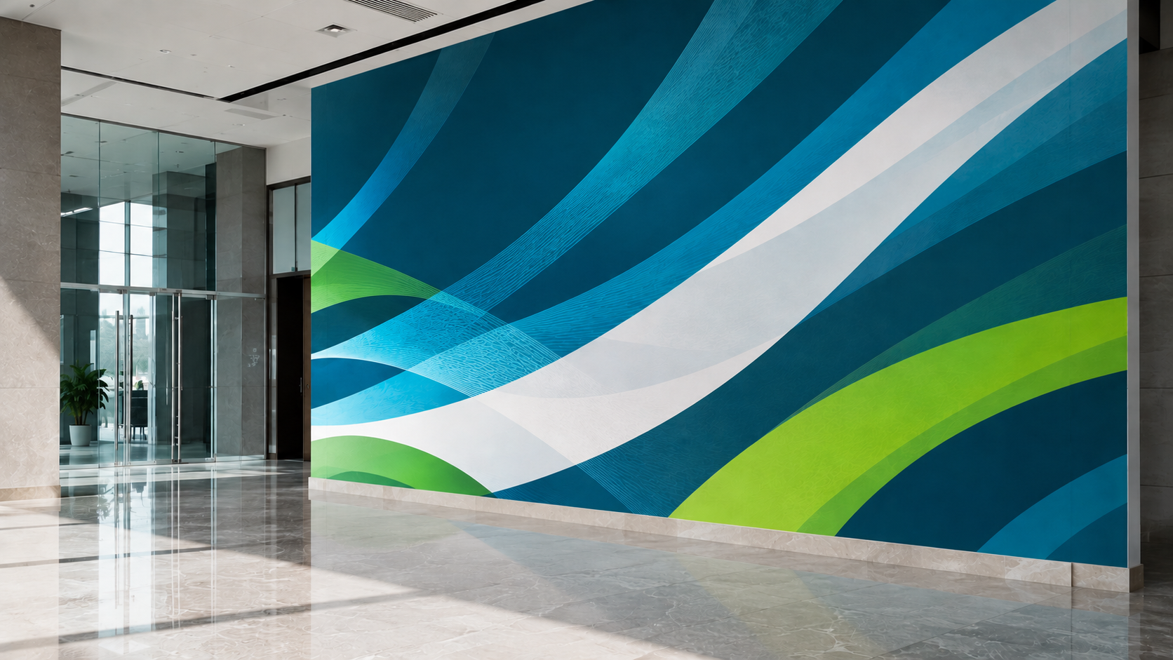 Commercial wall after large format printing