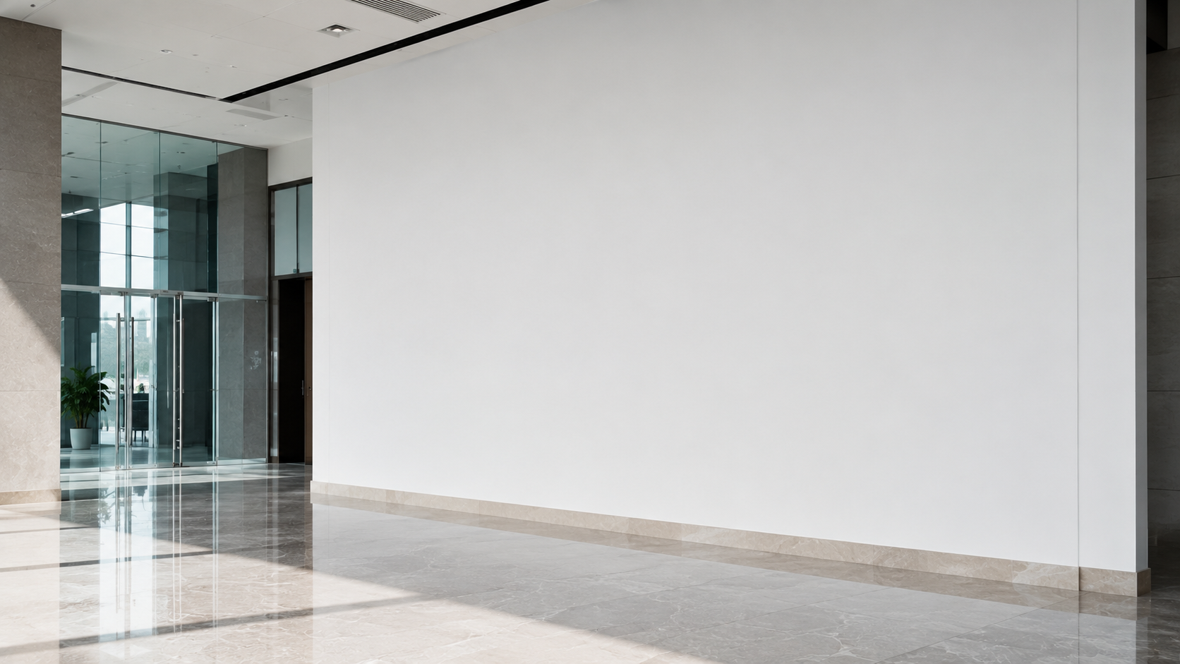 Commercial wall before large format printing